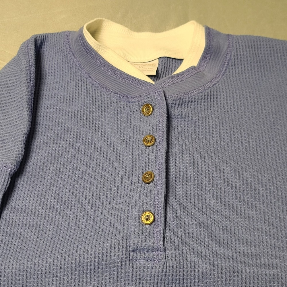 Cherokee Thermal Shirt Mens XL Blue Long Sleeve Warm Double Neck Henley Outdoors